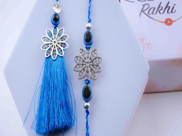 Floral Evil Eye Bhaiya Bhabhi Rakhi Set of 2