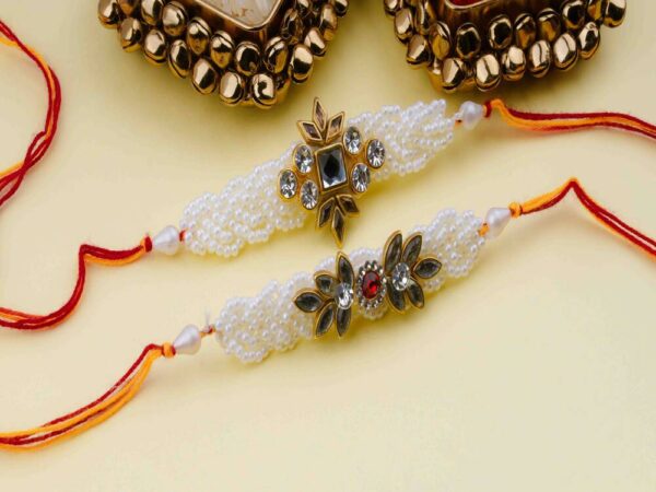 Pearl & Kundan Bhaiya Bhabhi Rakhi Set
