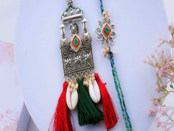 Oxodized Bhaiya Bhabhi Rakhi Set Online