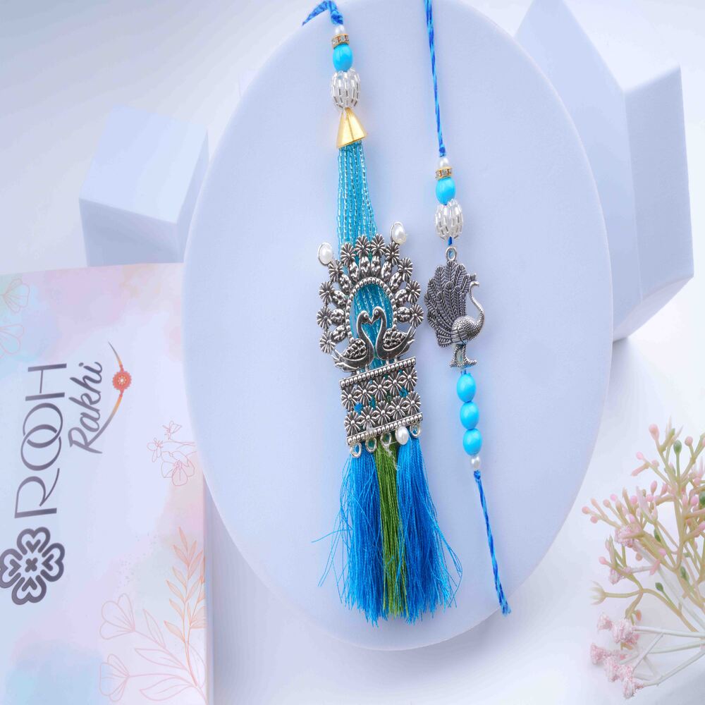 Peacock Lumba Rakhi Set for Bhaiya Bhabhi