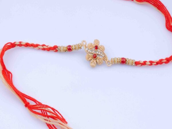 Gold-toned Antique Floral Rakhi Online for Brother