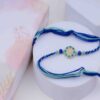 Floral Designer Rakhi for Brother - Aqua and Royal Blue