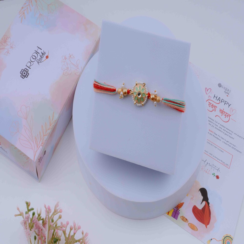 Kundan & Meena Floral Rakhi