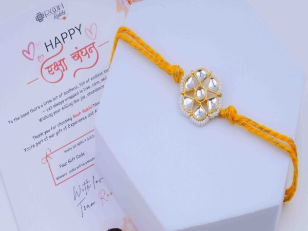 Elegant Kundan Pearl Floral Rakhi
