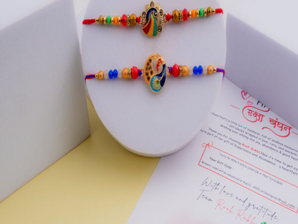 Enamel Peacock Rakhi Set of 2