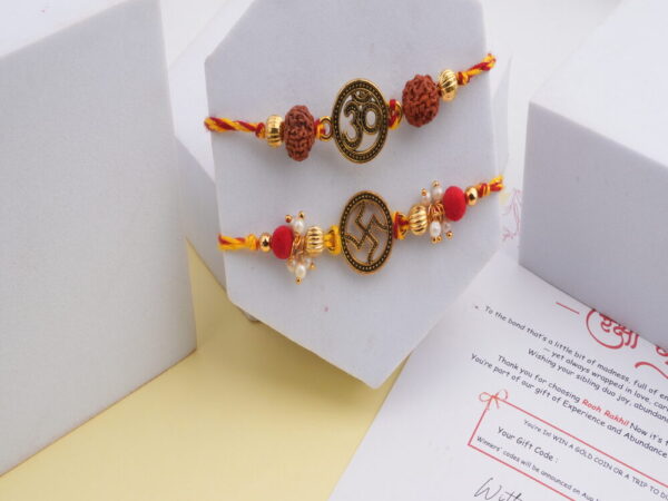 Om and Swastik Rakhi Combo of 2