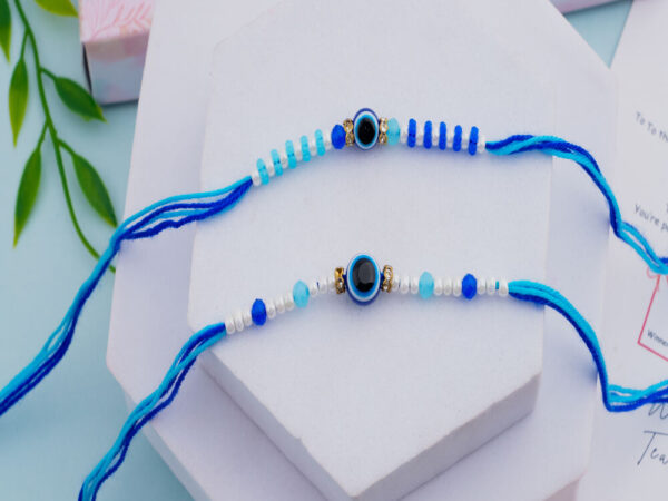 Evil Eye Rakhi Set of 2 Beaded Rakhis