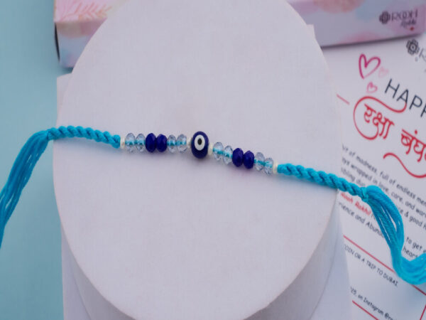 Evil Eye Rakhi in Aqua Blue