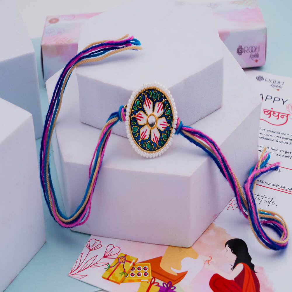Meenakari Rakhi with Floral Motif