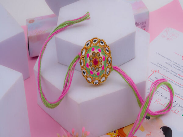 Kundan Rakhi with Meenakari Work