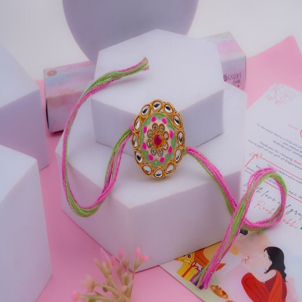 Kundan Rakhi with Meenakari Work Online
