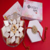 Designer Kundan Rakhi with Kaju Katli hamper online