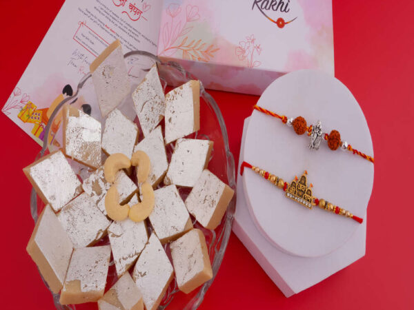 Set of 2 Sacred Rakhis with Kaju Katli