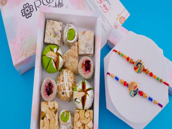 Rakhi Set of 2 with Mix Kaju Sweets