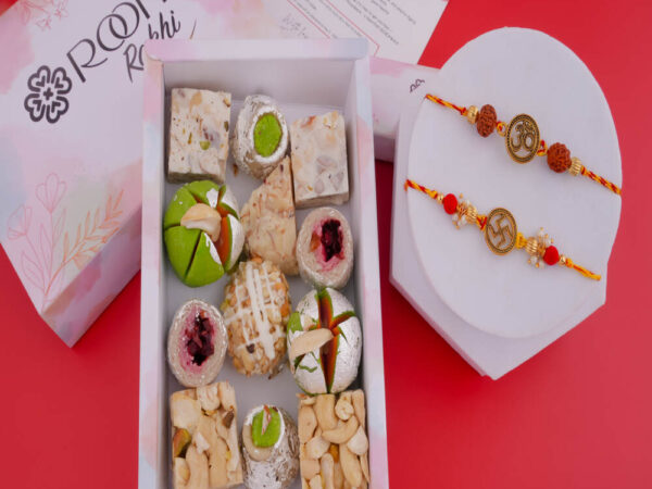Divine Rakhi Combo with Sweets - Assorted Kaju Sweets