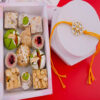 Kundan Rakhi with Sweets Hamper online - Kaju Assorted Sweets