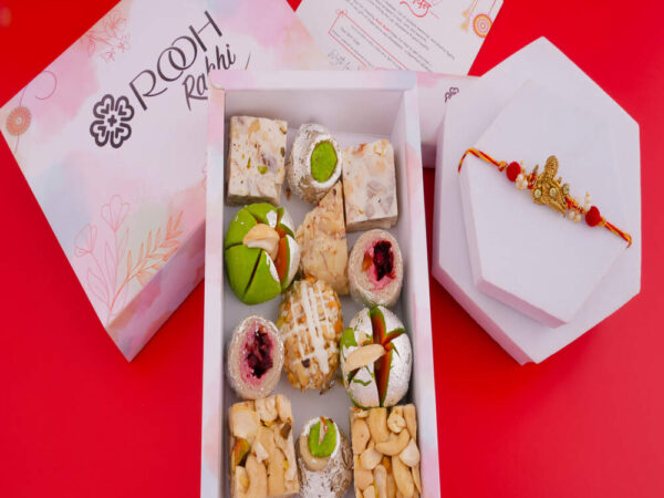 Ganesha Rakhi with Sweets Hamper for Brother Online | Rooh Rakhi