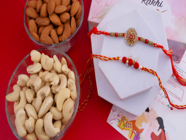 Set of 2 - Designer Rakhi Combo with Dry Fruits