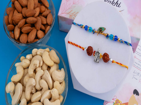 Heavenly Rakhi Set with Dry Fruits