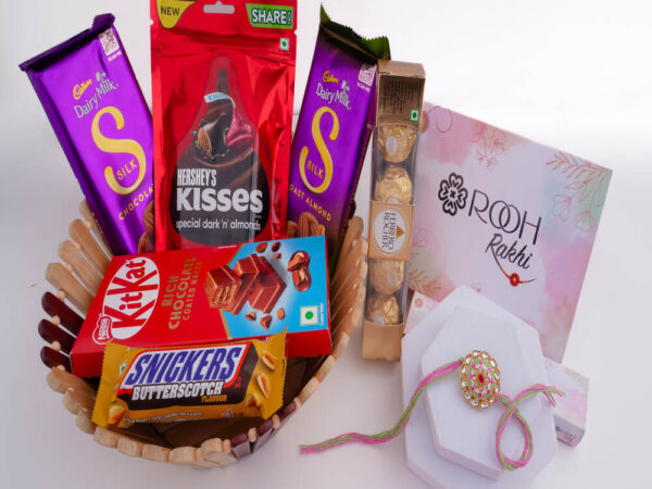 Floral Rakhi with Chocolate Hamper