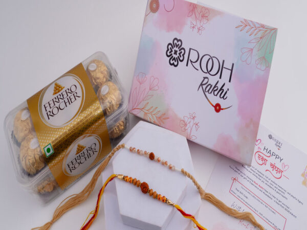 Rudraksha Rakhi Set with Ferrero Rocher