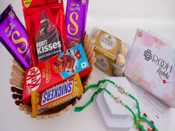 Set of Diamond Rakhis with Chocolate Hamper