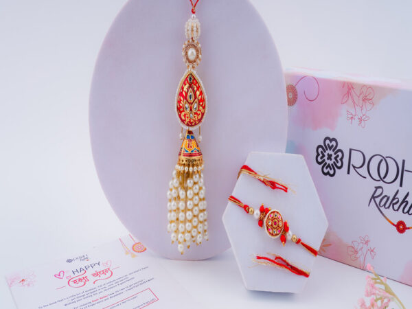 Exquisite Kundan Bhaiya Bhabhi Rakhi Online