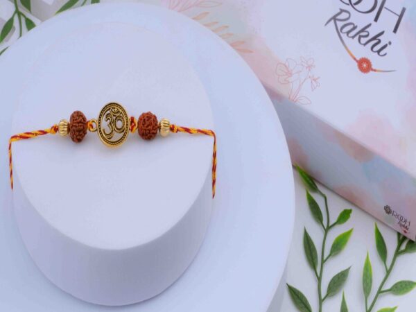 Om & Rudraksha Rakhi Online with Mauli Thread