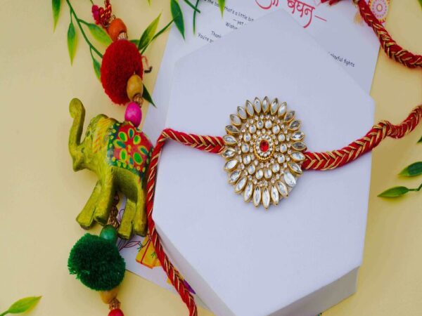 Sunburst Traditional Kundan Rakhi