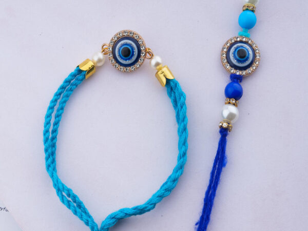 Evil Eye Bhaiya Bhabhi Rakhi Set - Elegant & Stylish