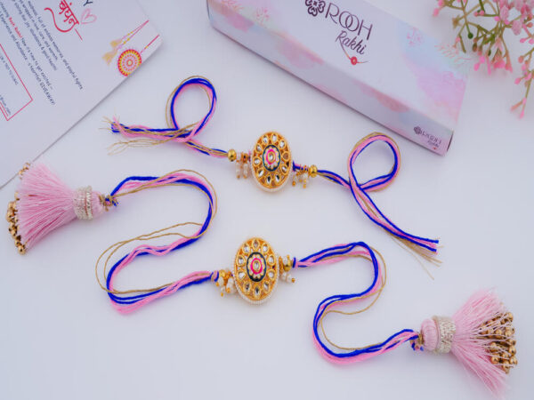 Bhaiya Bhabhi Rakhi Set with Meenakari Work