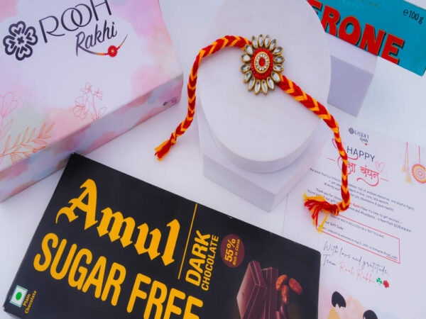Kundan Rakhi with Chocolates Hamper