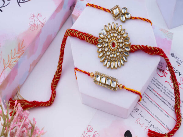 Kundan Rakhi Set of 3
