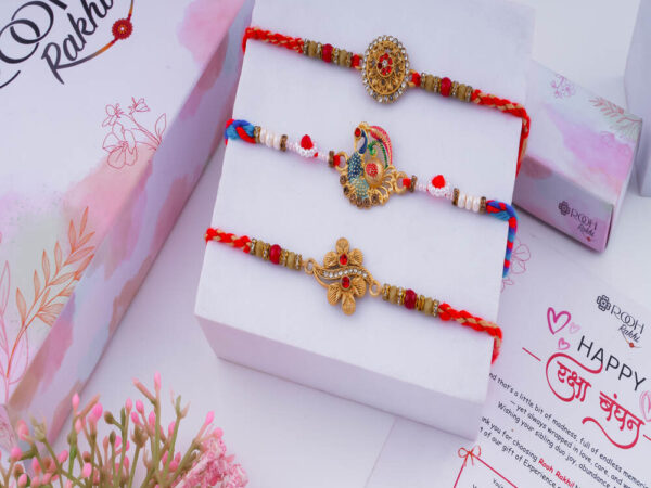 Rakhi Set of 3 Designer Rakhis Online