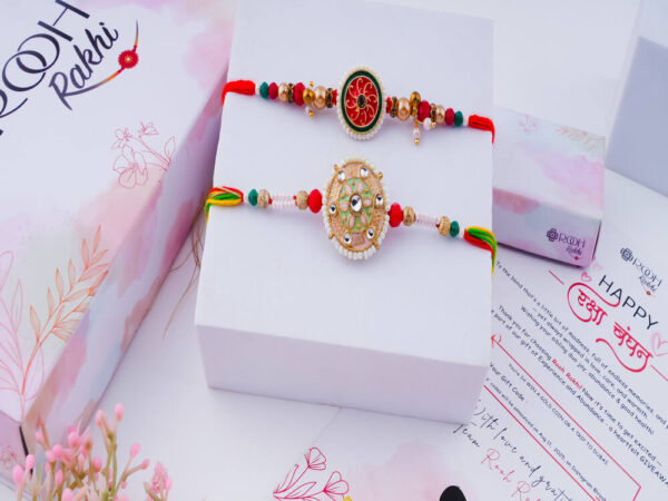 Floral Enamel Rakhi Combo of 2