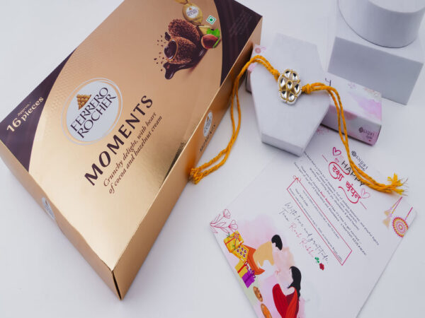 Kundan Rakhi with Ferrero Rocher Chocolates