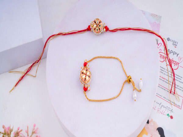 Bhaiya Bhabhi Rakhi Kundan and Pearls