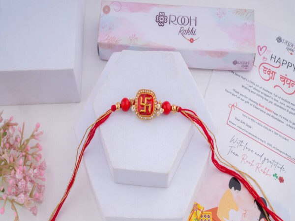 Swastik Diamond Rakhi with Pearls