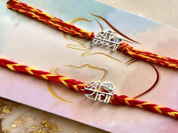 Shree Radhe Krishna Silver Rakhi Online